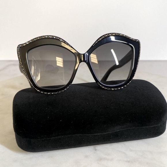 GUCCI 53MM Swarovski Clear Crystal Embellished Oversize Cat Eye Sunglasses - Picture 2 of 12